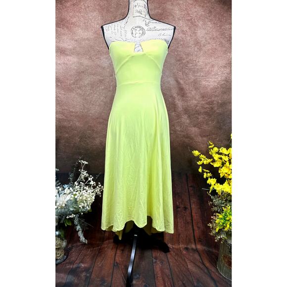 Susana Monaco Strapless High-Low Wired Midi Dress Pale Lime S - Picture 6 of 13